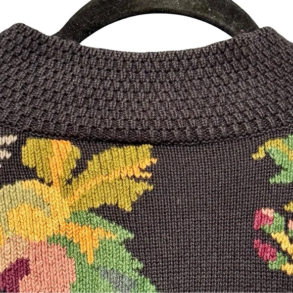 Vintage Lands End Floral Fruit Tree 100% Cotton Mock Neck Sweater Small - Picture 4 of 10